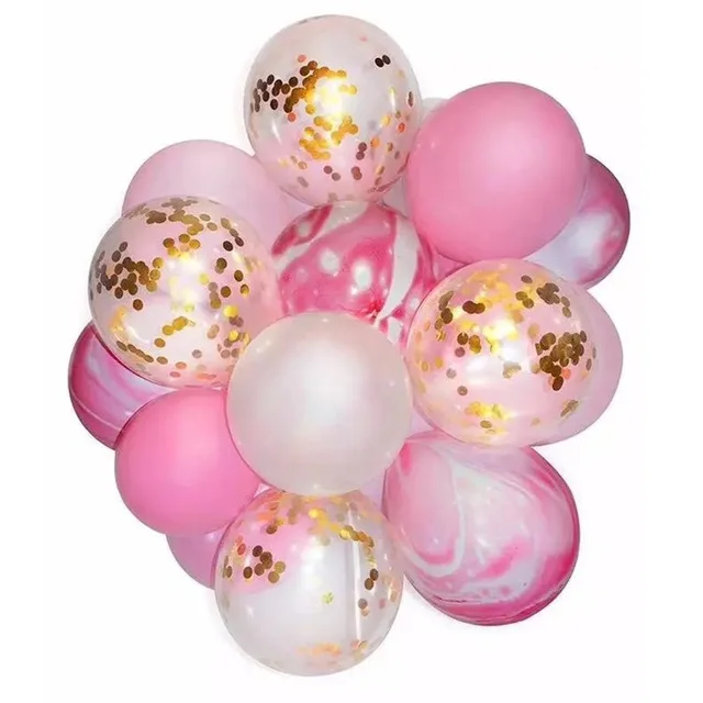 15pcs pink set Вечерние украшения для первого дня рождения Детские воздушные шары один год торт Топпер полосы номер 1 шляпа душ Pull флаг globos - Цвет: 15pcs pink set
