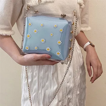 

Mini Clear Bag 2020 New Korean INS Daisy Shoulder Bag Fashion Women Bucket Bag Pvc Crossbody Bags For Women