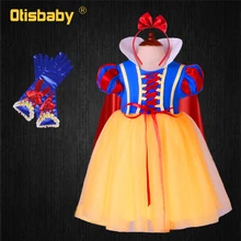 Платье Белоснежки; платье принцессы с пышными рукавами для девочек; костюм на Хэллоуин; детская одежда на Рождество; подарок на день рождения; Fantasia Infantil