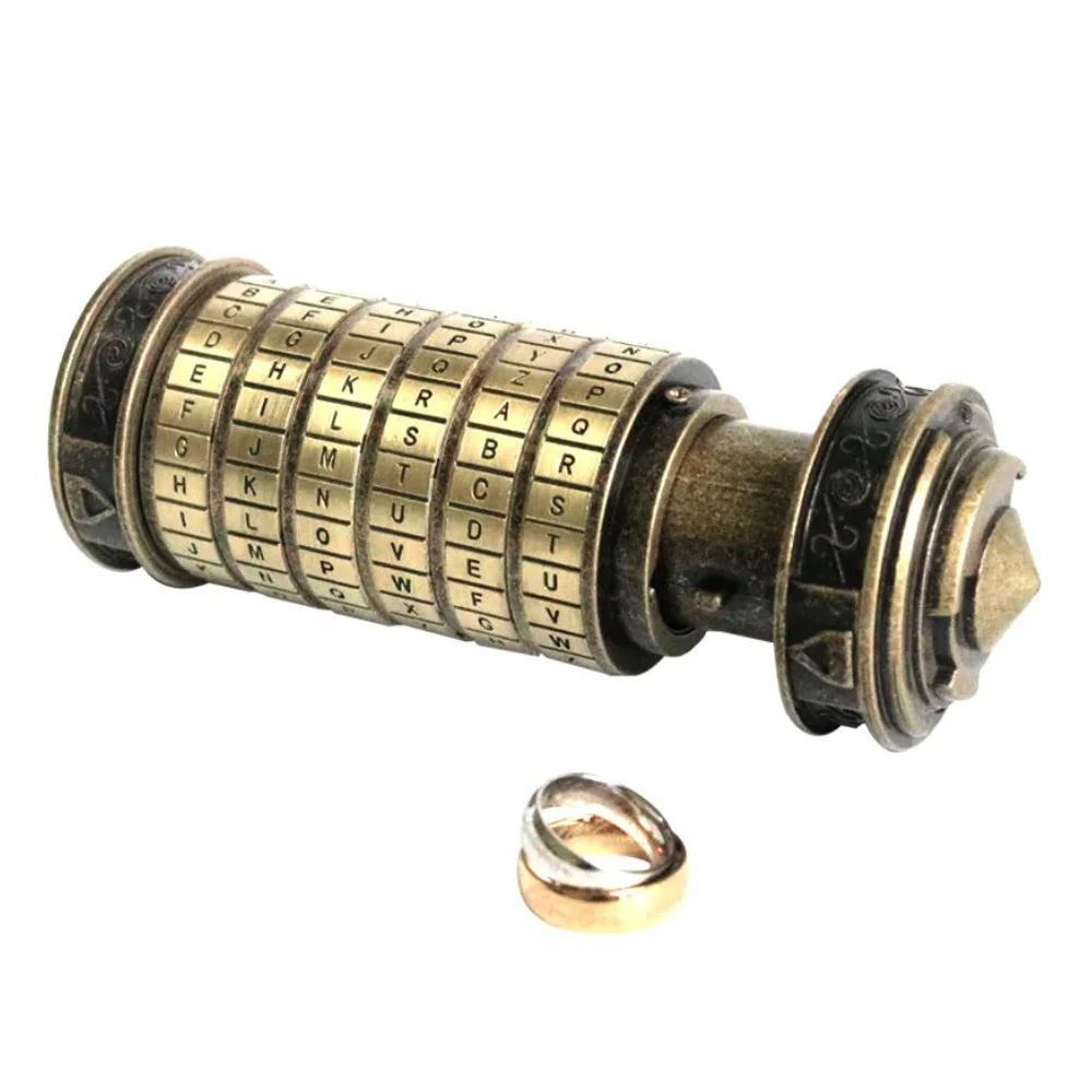 Beste Educatief speelgoed Metalen Cryptex sloten gift ideeën Da Vinci Code lock te trouwen minnaar ontsnappen kamer props krijgen 2 gratis ringen met doos