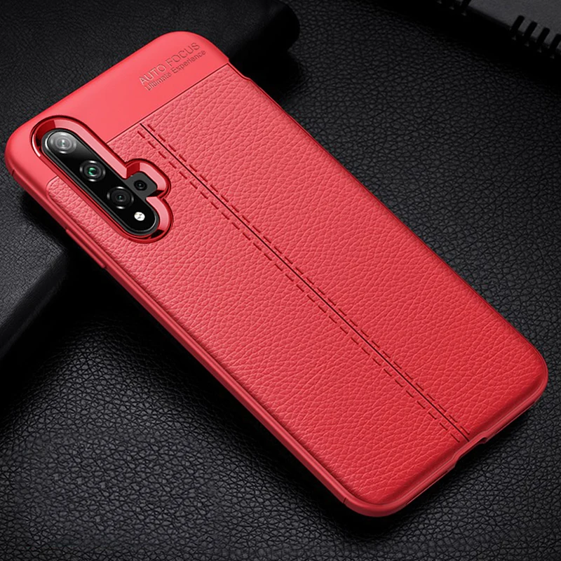 Чехол для телефона для huawei nova 5 T, чехол с кожаной текстурой, Мягкий ТПУ защитный бампер, чехол для huawei Honor 20 20 Pro fundas