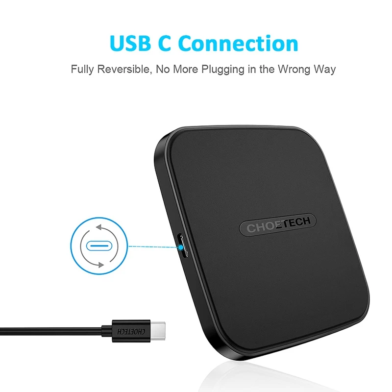 Choetech Usb type C Qi Беспроводное зарядное устройство для Iphone 7 6S 8 8 Plus Qi Беспроводная зарядная панель для Samsung Galaxy S8 зарядное устройство