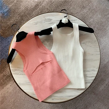 

Knitted Tank Top for Women 2020 Summer New Sexy Backless Women's Sleeveless Knitted Top Female Slim Stretch Tops