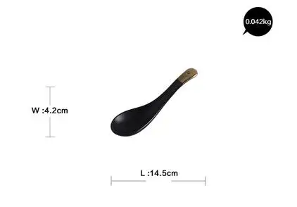 Spoon Европейский Стиль Золотая инкрустация черно-белая керамическая Бытовая рисовая чаша для супа, салата простая плоская тарелка для стейка посуда - Цвет: Spoon