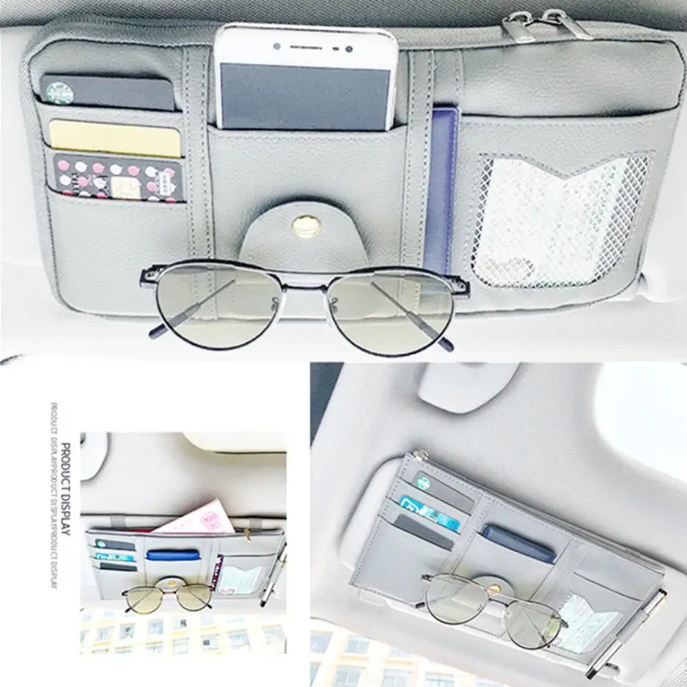 KZQ Organizer per parasole auto in similpelle - Grigio