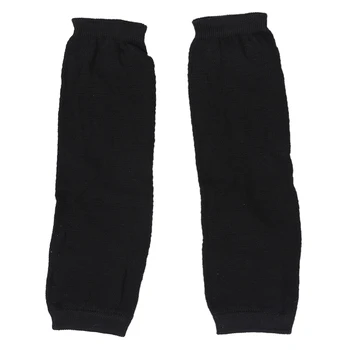 

Ladies Winter Stretchy Cuff Fingerless Black Knitted Long Gloves Arm Warmers Pair