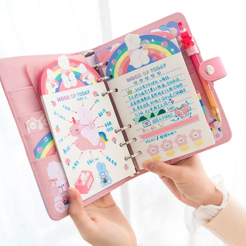 Cute A6 Binder Notebook Korean Journal Kawaii Spiral Note Book Back to School Diary Agenda Planner Organizer Wonderful Handbook Cute A6 Binder Notebook Korean Journal Kawaii Spiral Note Book Back to School Diary Agenda Planner Organizer Wonderful Handbook