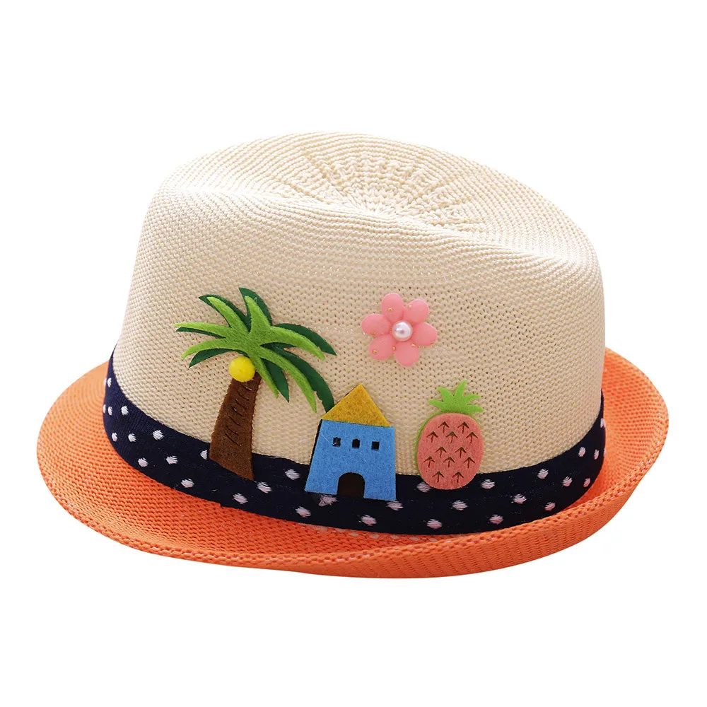 Boys and girls jazz hat embroidered coconut tree Toddler Infant Sun Cap Outdoor Baby Girls/Boys Hat Jazz Cap For Baby 