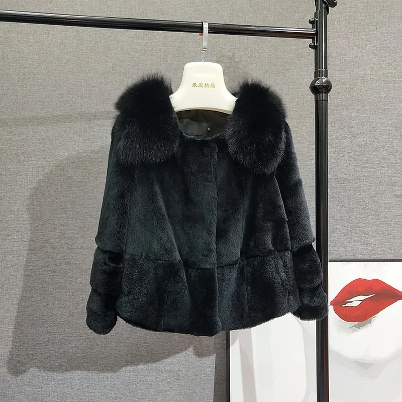 Новые женские зимние куртки из кроличьего меха короткие женские помпон из натурального меха пальто с лисьим мехом воротники вся кожа меховая одежда верхняя одежда