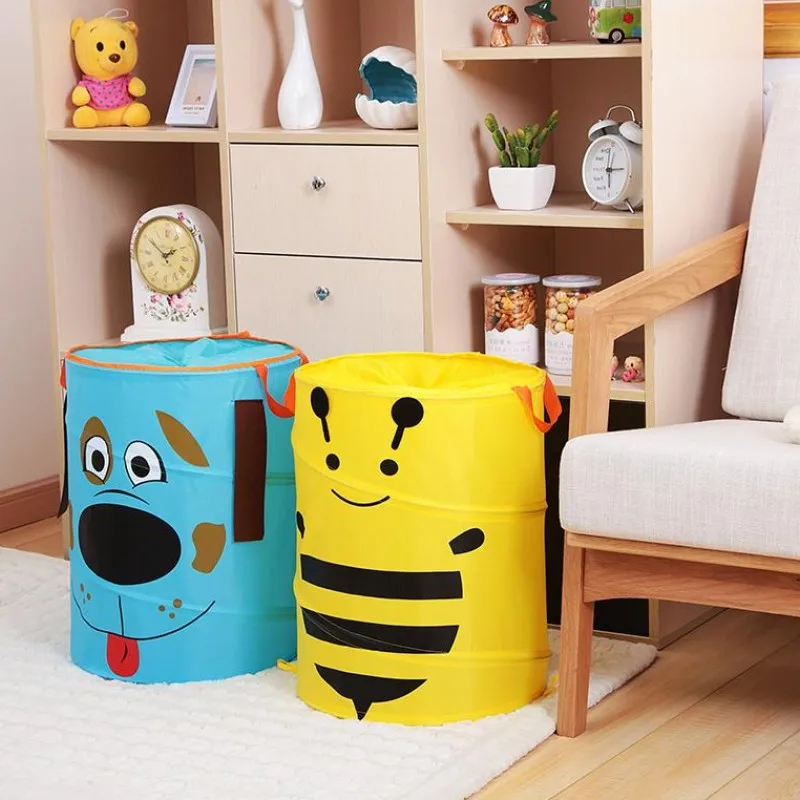 Cute Cartoon Foldable Fabric Laundry Basket Washing Clothes Bag Holder With Lid Colorful Animals Children s