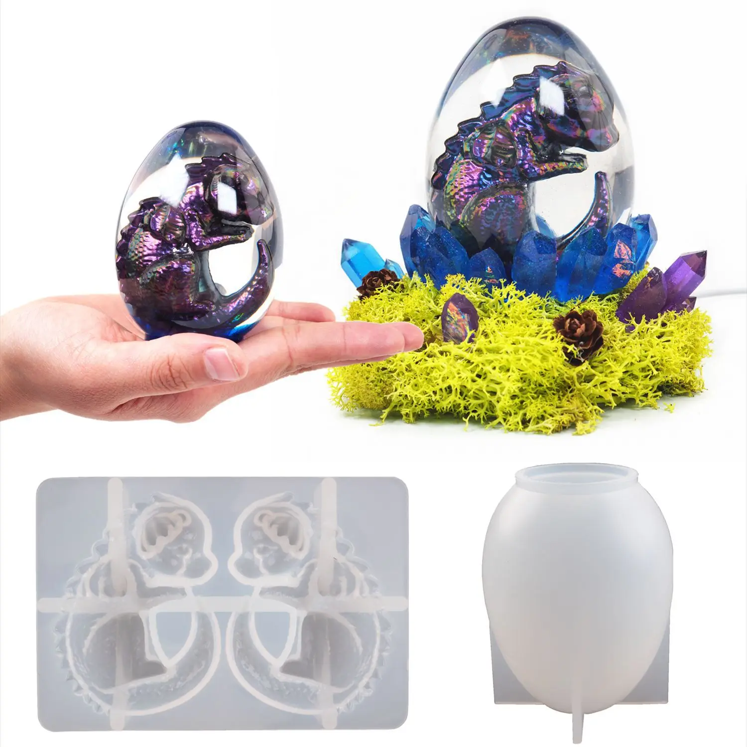 DIY Crystal Silicone Egg Ball Dragon Mold Egg Shaped Night Light Lamp Set Home Decoration Mirror Epoxy Silicone Mould For Resin