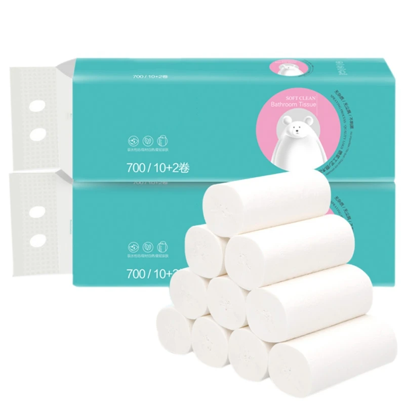 

Toilet Paper Roll Pack,12 Rolls Of 4 Layers Thickened Toilet Paper Roll Paper Toilet Household Paper Towel Portable Roll Paper