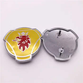

2 Pieces New Yellow For Scania Truck Front Grill Grille Hood Inserted Emblem Badge 1401610