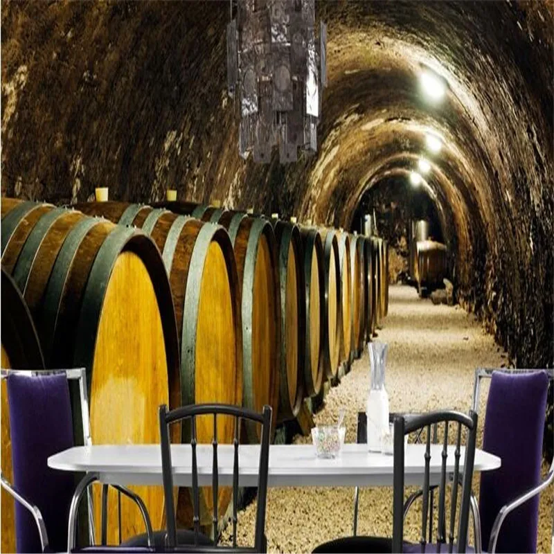 European and American Old Oak Barrels In An Ancient Wine Cellars Photo Wallpaper 3D Beer Bar Wine Winery Decor Wall Paper Murals