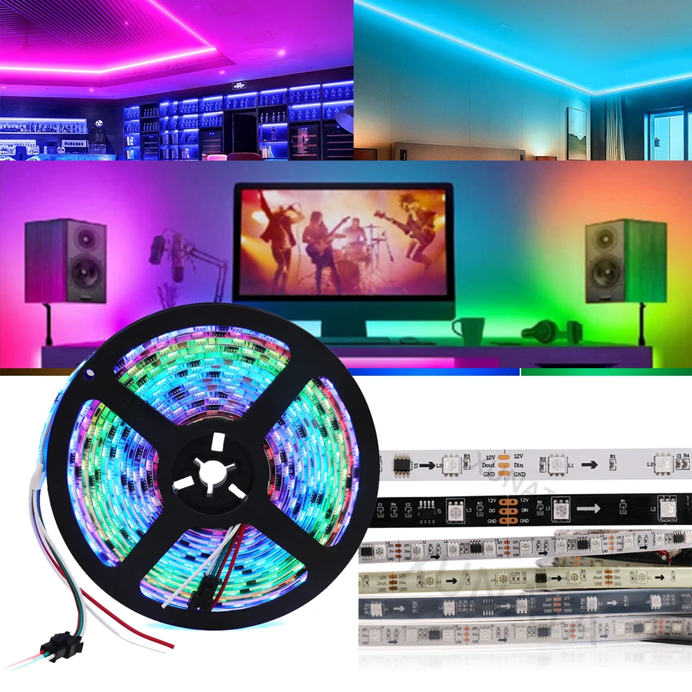 DC 12 В WS2811 Светодиодная лента 30 60 Светодиодный s RGB полноцветсветодиодный 5050