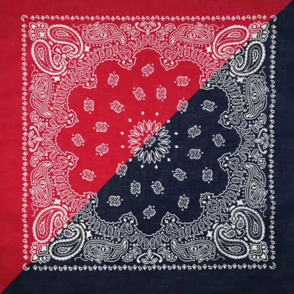 Bohemian Paisley Floral 55*55 cm Double Color Block  Unisex Cotton Pocket Square Scarf Headband Wristband Neck Tie