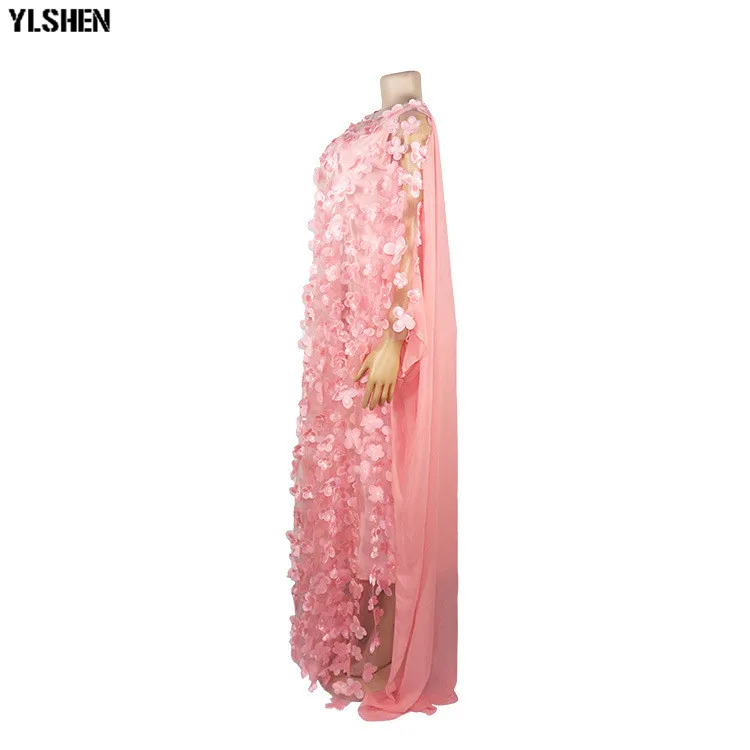 African Dresses for Women 2019 New Style African Clothes Bazin Fashion Lace Floral Boubou Robe Africain Dashiki Party Long Dress 09