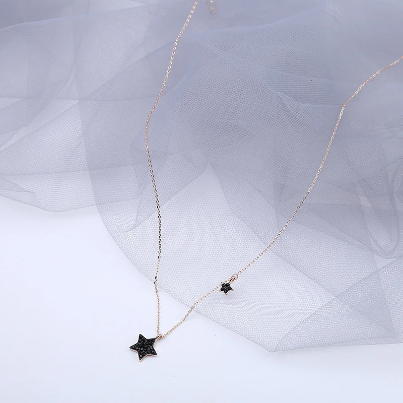 Черный горный хрусталь Moon Star Link Neckalces Романтический Рог пентаграмма Clavice ожерелье