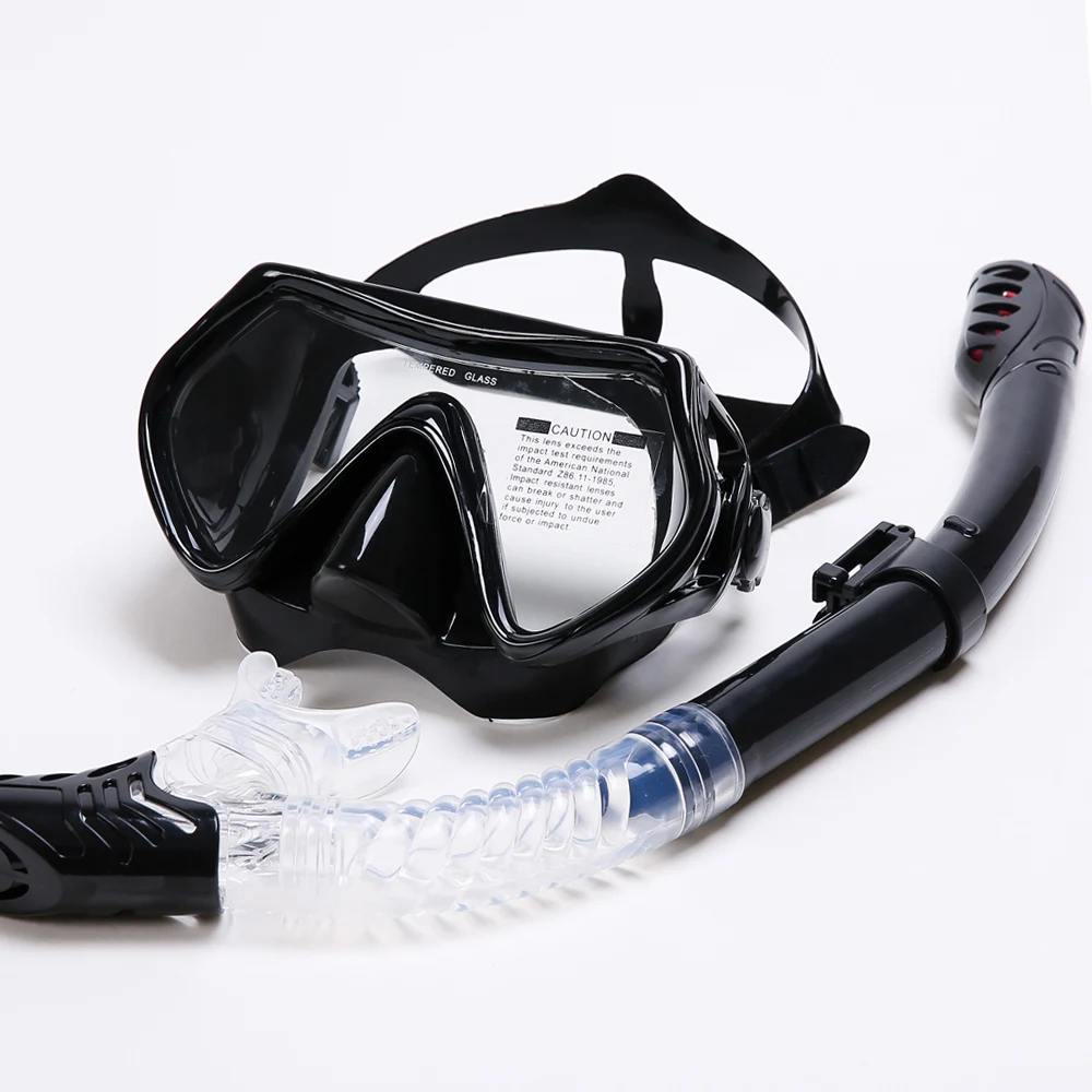 Новинка, профессиональная маска для подводного плавания, трубка, противотуманные очки, очки, набор, силиконовый, для плавания, рыбалки, бассейна, оборудование, 10 цветов, для взрослых - Цвет: All-Black
