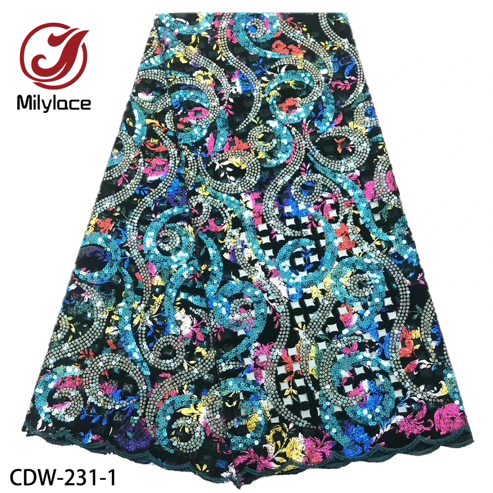 Nigerian Velvet Lace Fabric Luxury African with Sequins French for Dress CDW-231 | Дом и сад