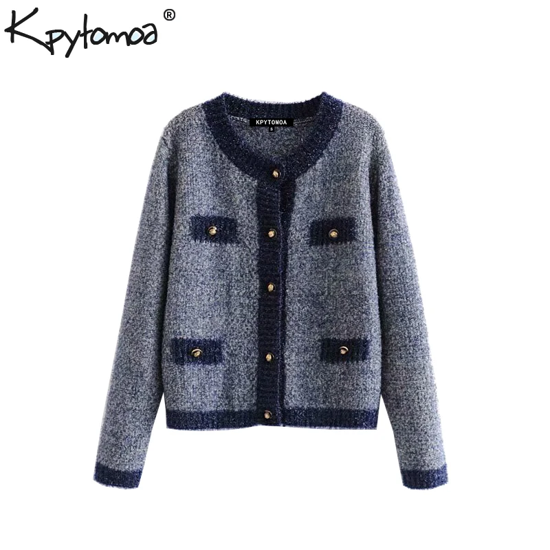 

Vintage Elegant Patchwork Knitted Cardigan Sweater Women 2019 Fashion O Neck Long Sleeve Ladies Outerwear Chic Tops Pull Femme