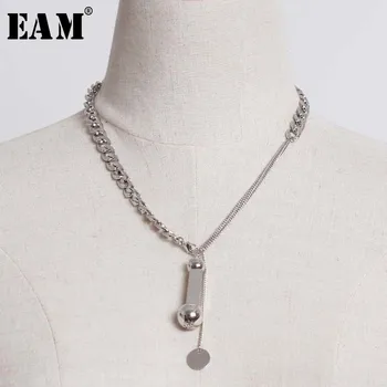 

[EAM] Metal Chain Cool Split Joint Long Stylish Women Necklace New Temperament Fashion Tide All-match Spring Autumn 2020 1U430