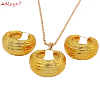 

Adixyn Round Earrings/Pendant/Necklace Gold Color Jewelry Set For Women Gifts N031913a