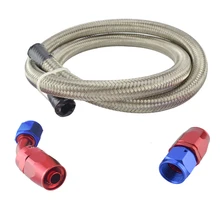 SPEEDWOW AN4/6/8/10/12 Strainless Braided Oil Fuel 1M Line Hose+ Swivel Fitting Black 0 45 Degree Hose End Oil Cooler Kits
