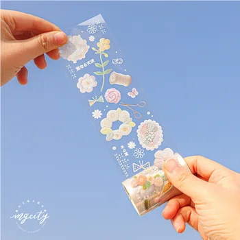 

Cute Girl's Sewing Box Bullet Journal PET Washi Tape Set Adhesive Tape DIY Scrapbooking Sticker Label Transparent Masking Tape