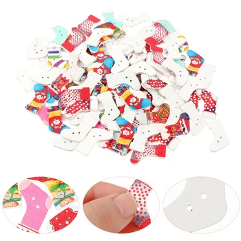 

100Pcs Buttons Useful Portable Pretty Christmas Supplies Wooden Buttons Cartoon Button Buckle for Coat