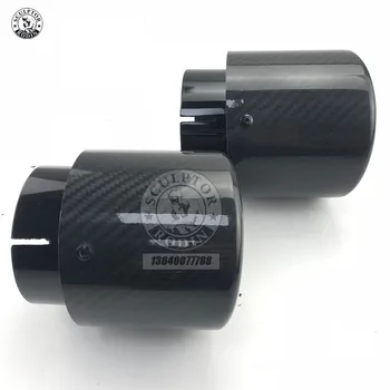

1 PCS exhaust pipe muffler carbon fiber grade curled glossy 120 mm long tail black stainless steel for BMW car exhaust pipe