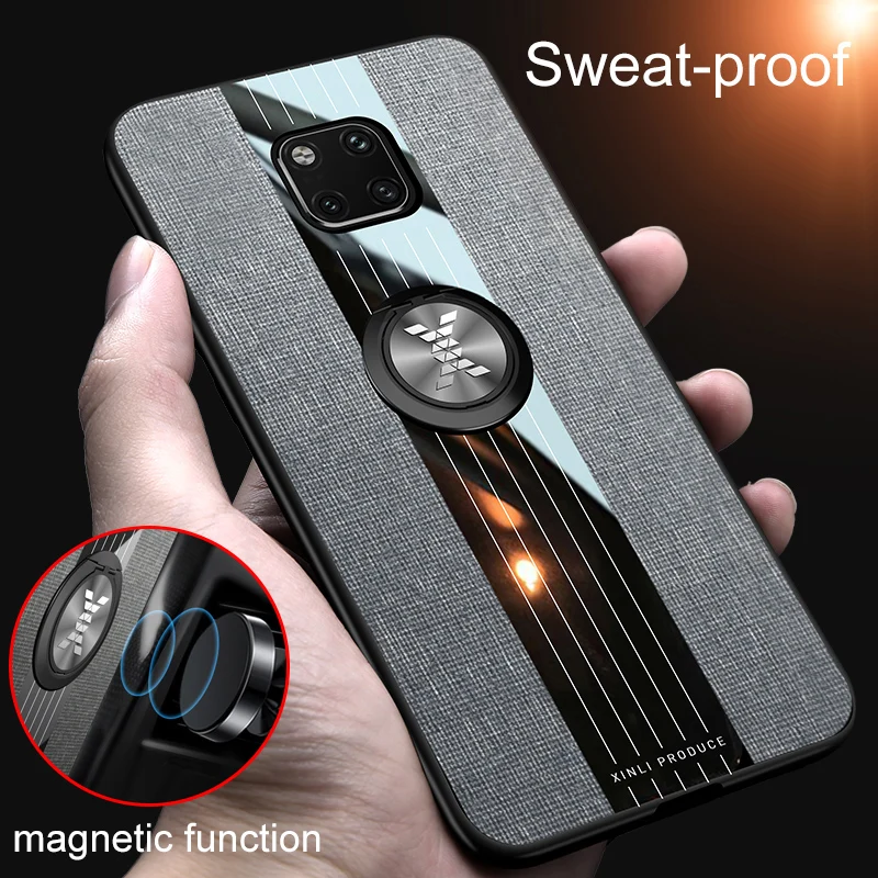 Роскошный тканый чехол для Huawei Mate 20 Pro Lite 10 Honor Play 8X 7X 6X P20 P30 с магнитным кольцом и