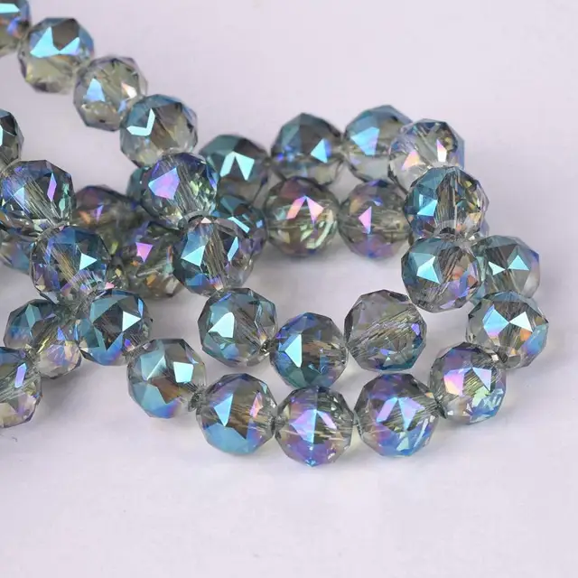 6mm 8mm Round Shape Coloful Plated Faceted Crystal Glass Loose Beads Wholesale lot for Jewelry Making DIY Crafts Findings Green Colorized