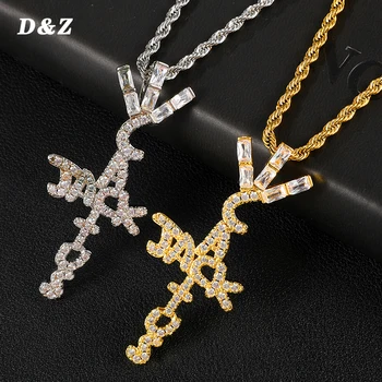 

D&Z Cactus Jack Shape Pendant Necklace Ice Crystal Cubic Zirconia Pendant Hip Hop Jewelry Gift Necklace & Pendant Bling Cubic