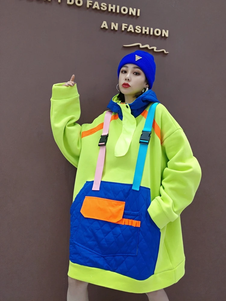 Vefadisa Green Patchwork Women Sweatshirt 2020