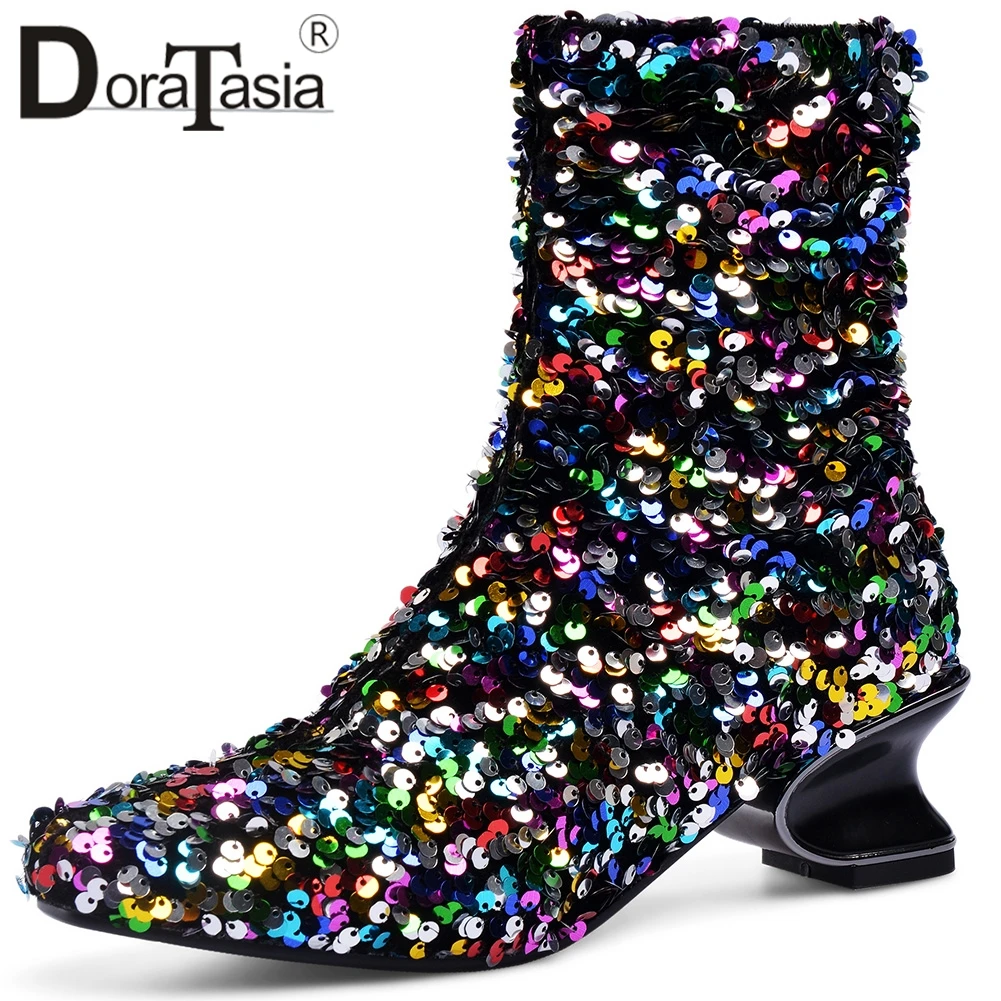 

DORATASIA Brand New Big Size 33-45 Bling Ladies Strange Style Shoes Woman Casual Party Autumn Spring Luxury Ankle Boots Women
