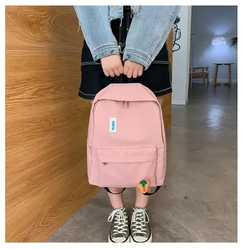 

Canvas Women's Bag New Solid Color Couple's Student Bag Radish Backpack small backpack pink backpack