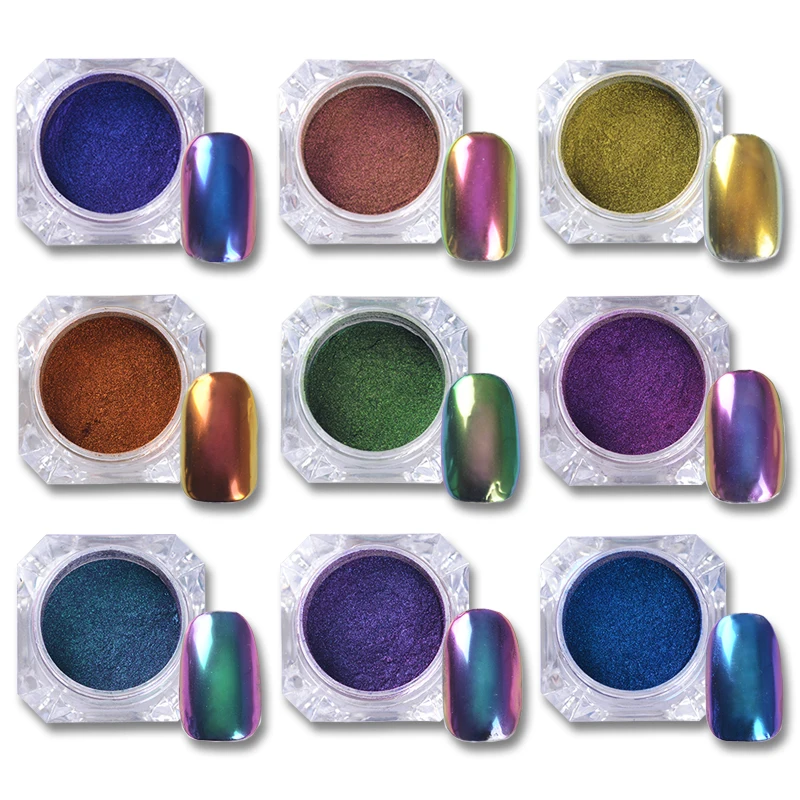 1 Box Nail Glitter Powder Chameleon Colorful Laser Chrome Pigment Dust Art DIY Design Decoration | Красота и здоровье