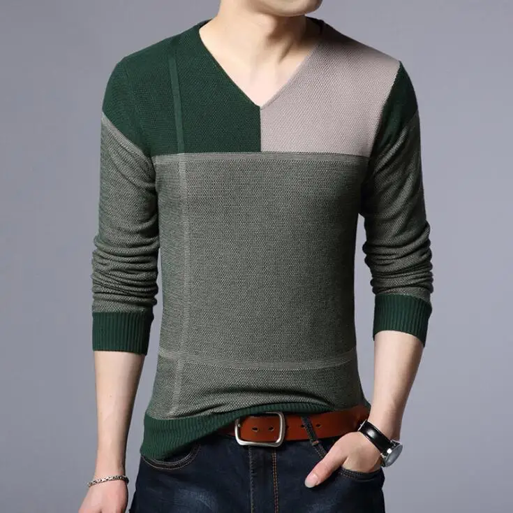 Брендовая одежда, мужской свитер высокого качества, Хлопковый вязаный мужской пуловер, осенне-зимний мужской свитер с высоким воротником, 4XL - Цвет: Зеленый