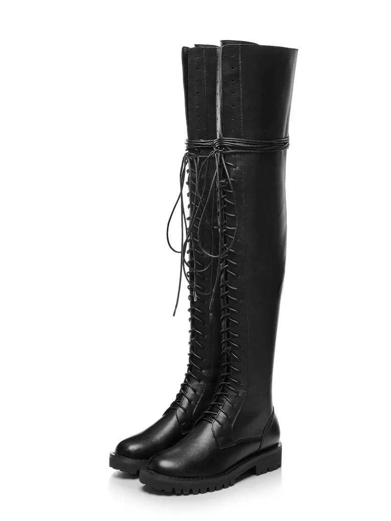 MORAZORA/ горячая распродажа; новые Брендовые женские сапоги; однотонные черные ботфорты из натуральной кожи; зимняя обувь на низком каблуке с круглым носком