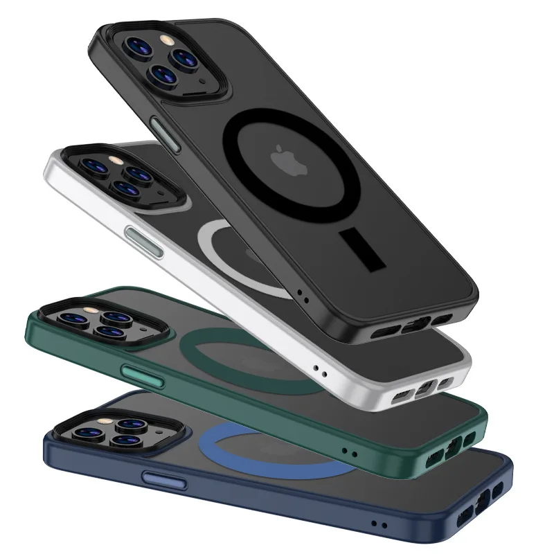 Прозрачный матовый Магнитный жесткий защитный чехол Magsafing для iPhone 13 Pro Max задняя