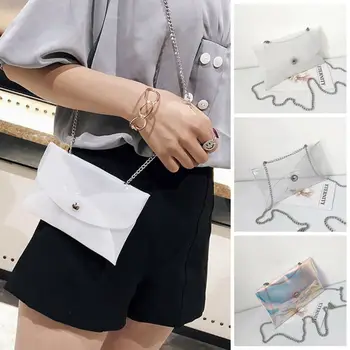 

US women's PVC transparent handbag Tote bag handbag wallet travel phone card beach shoulder chain bag