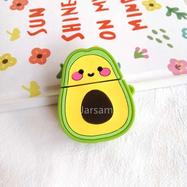 Creativity Cartoon funny cute silicone Case For Airpods 2 1 cover For Air pods 1 2 Case Wireless charging soft Cover Box Avocado