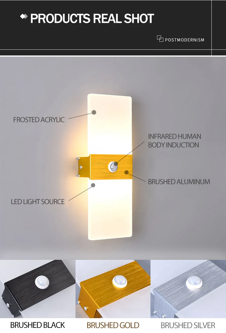 bedside wall lamps LED Wall Lamp 12W 18W PIR Motion Sensor Acrylic Indoor Wall Light Bedroom Balcony Aisle Bedside Light Modern Nordic Sconce Lamp wall sconces for living room