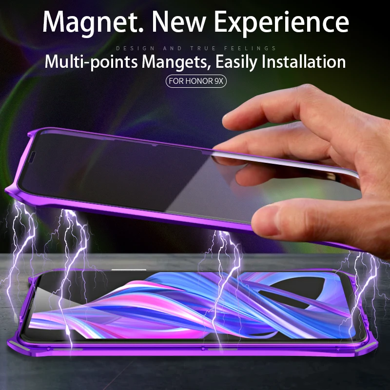 Магнитный чехол Luphie для huawei Honor 9x Pro, полностью переднее+ заднее стекло 9 h, закаленное стекло, магнитный металлический чехол 9 X, чехол Plus