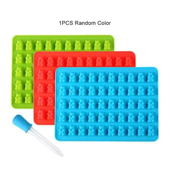 

Silicone Mold Gummy Cartoon Bear Shape Mold Jelly Cake Candy Ice Trays Rubber Chocolate Maker With Dropper Decorating Tools