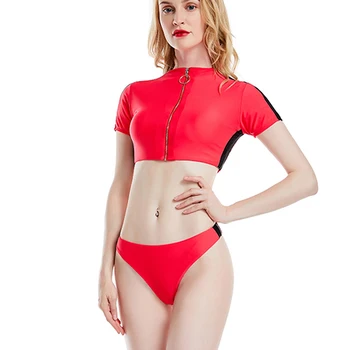 

New Bikini 2020 Swimwear Women V-Neck Bathers Brazilian Female T-shirt Crop Top Thong Bikini Sexy Swimming Beachwear