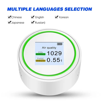 

CO2 TVOC Tester Air Quality Detector Palm Size Air Quality Tester High Accuracy Air Quality Monitor with Light & Sound Reminder