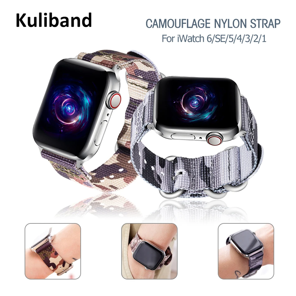 

Band For Apple Watch 6/SE/5/4/3/2/1 Watch band 38mm 40mm Nylon Woven Wrist Breathable watchband for iwatch 6/SE/5/4 42mm 44mm