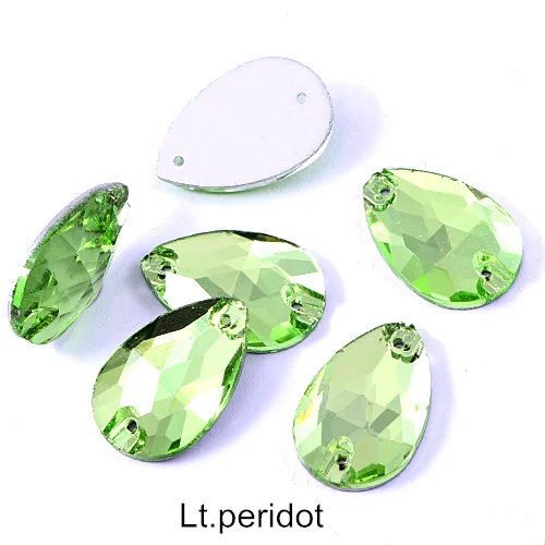 Lt.peridot 6 размеров стеклянная Каплевидная форма пришить на Стразы Красочные пришивные камни с плоским основанием одежда для одежды Ювелирные изделия для одежды B1286 - Цвет: Lt.peridot